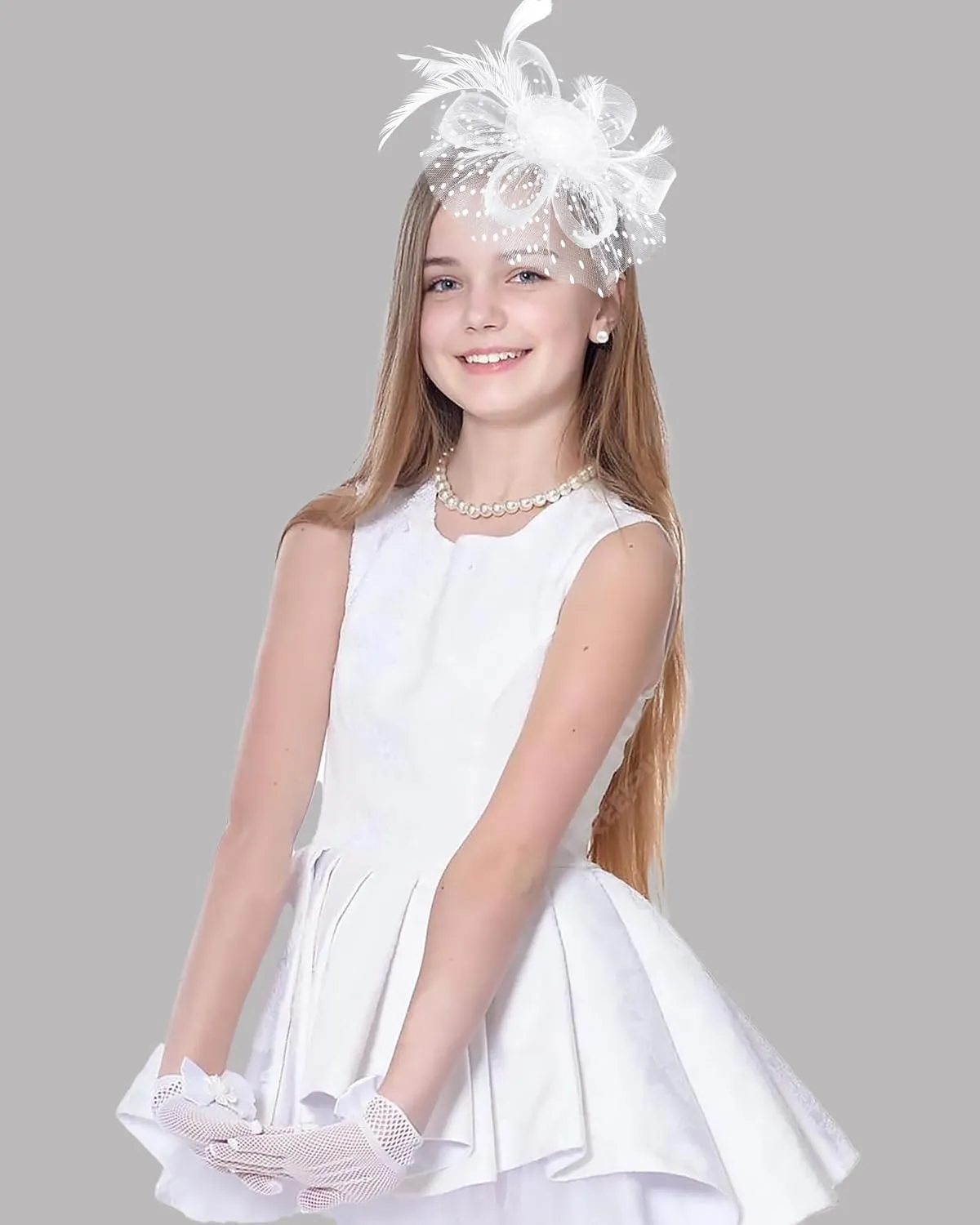 Gril Tea Party Hat 2025 Fascinators with Gloves Funeral Hats Gloves for Church Wedding 1920s 50s Accessories