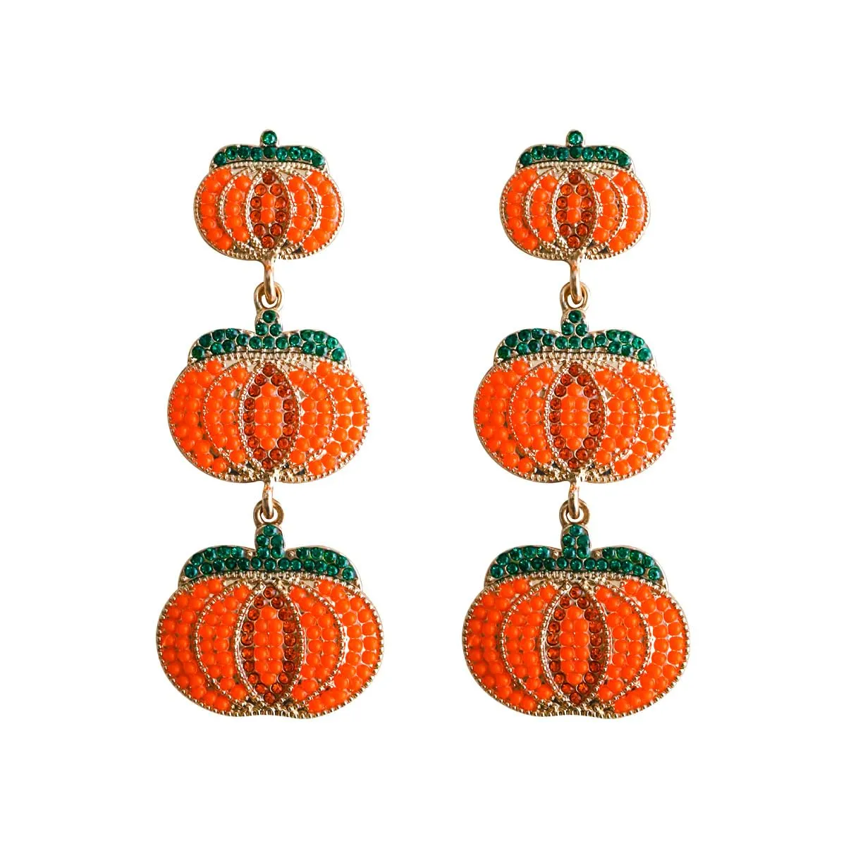 Halloween Ghost Ghost Hairpin Pumpkin Beaded Earrings Jewelry Accessory for Women Girls (Pumpkin)