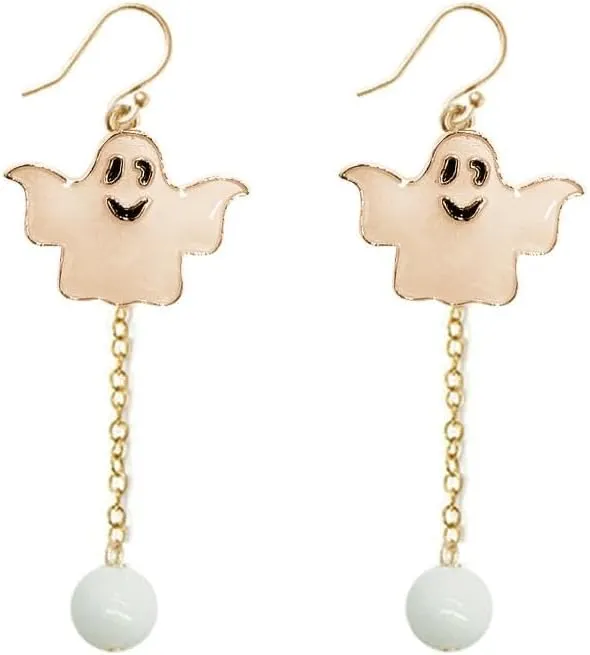Halloween Glow in The Dark Earrings Glowing Magical Fantasy Fairy Ghost BOO Charm Cat Pumpkin Dangle Tassel Chain Drop Spooky Luminous Earrings Theme Jewelry Gift Costume Accessories