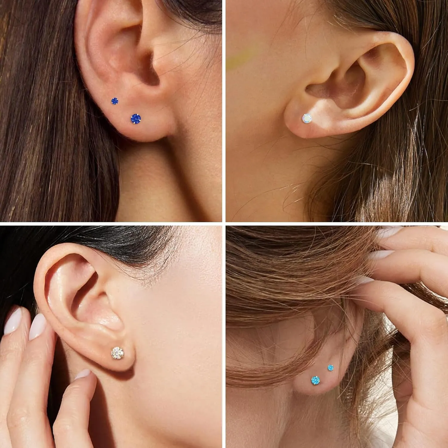 Handmade Tiny Flat Back Stud Earrings: 3 Pairs 14K Gold Plated Screw Flatback 2 3 4mm Cubic Zirconia Earrings Cartilage Piercing Jewelry for Women Helix Tragus Earlobe