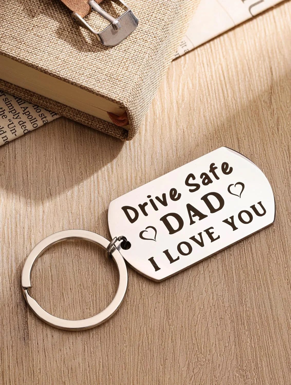 HAQUIL Drive Safe Keychain, Dad Gift, Keychain Gifts