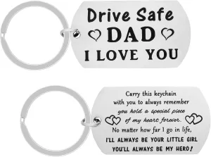 HAQUIL Drive Safe Keychain, Dad Gift, Keychain Gifts