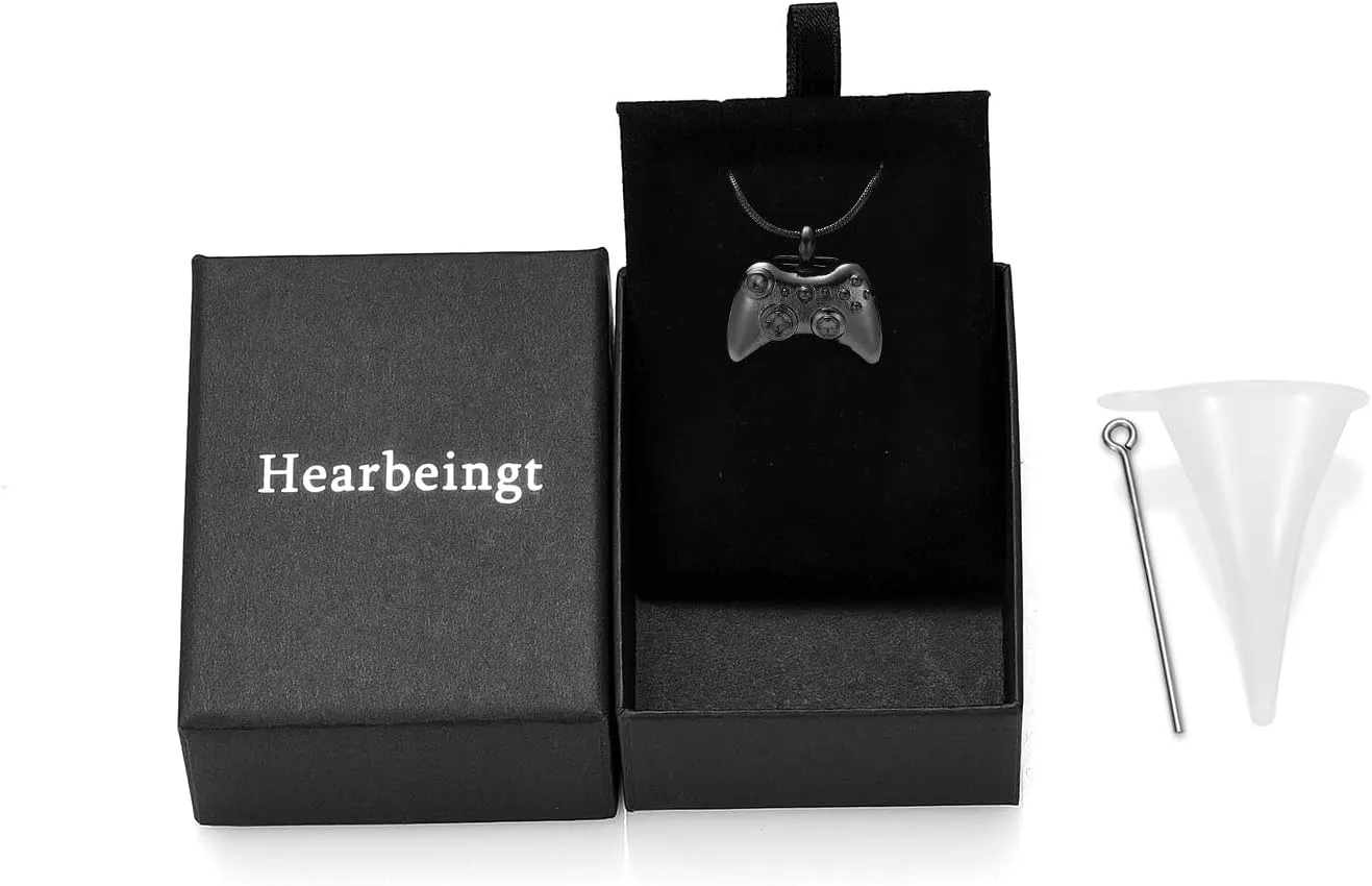 Hearbeingt Cremation Jewelry for Ashes Pendant Game Controller Urn Necklace Ashes Holder GamePad Keepsake Necklace for Men for Boy