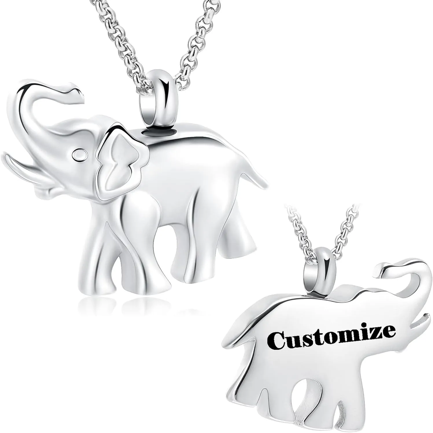 Hearbeingt Cremation Jewelry for Ashes Urn Necklace for Human Pet Ashes Pendant, Elephant Memorial Jewelry for Pet for Men Women