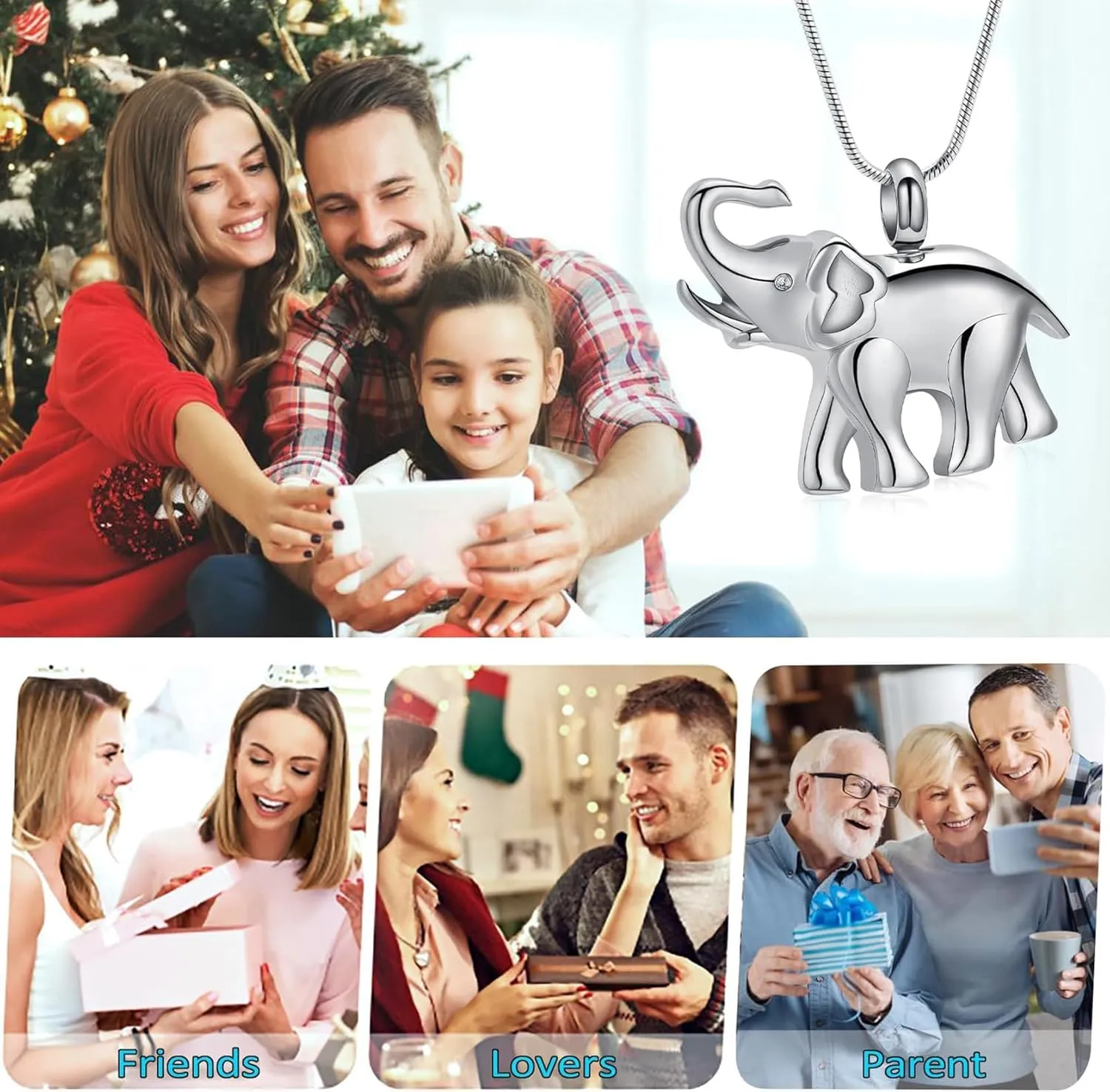 Hearbeingt Cremation Jewelry for Ashes Urn Necklace for Human Pet Ashes Pendant, Elephant Memorial Jewelry for Pet for Men Women