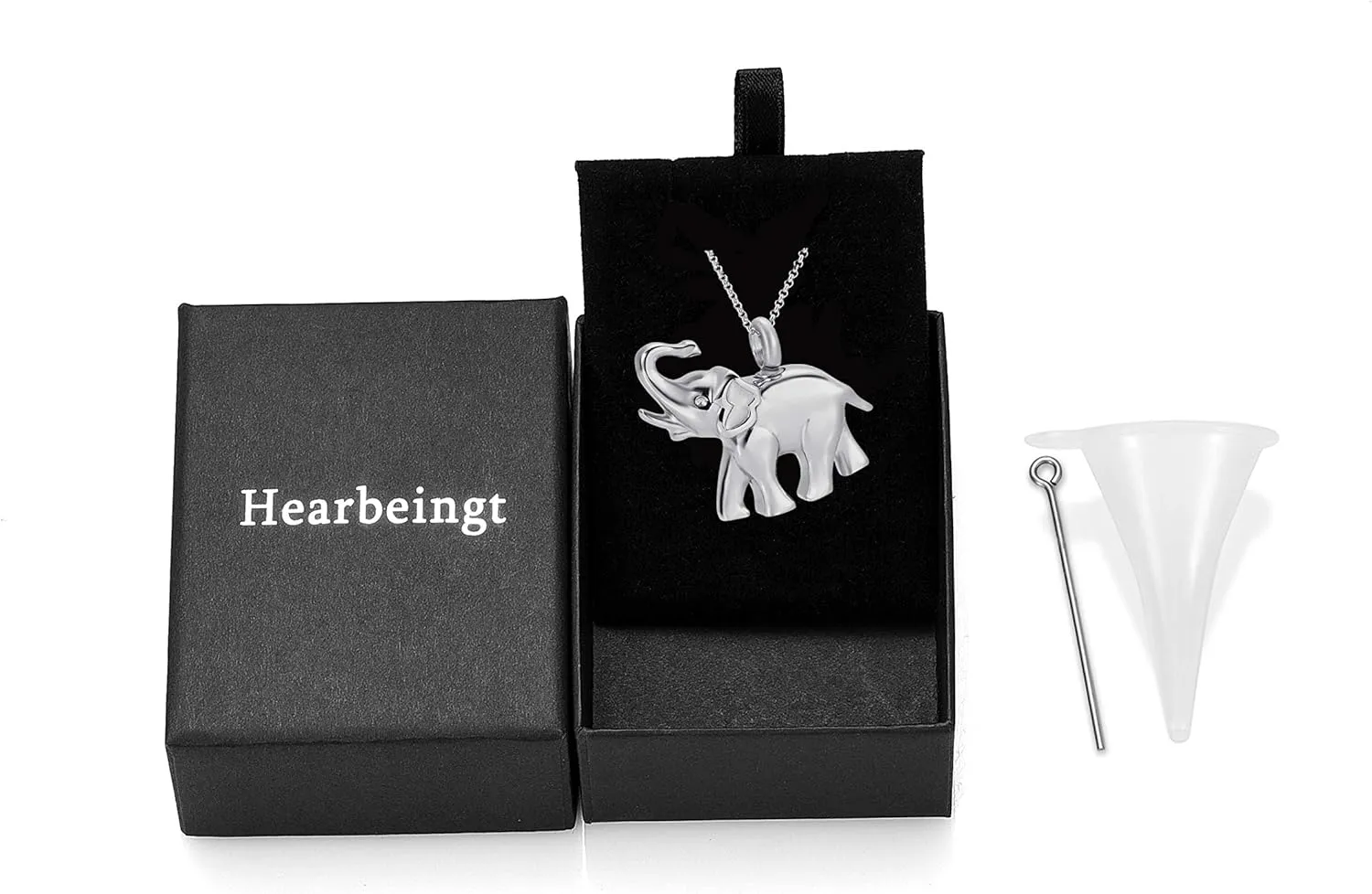 Hearbeingt Cremation Jewelry for Ashes Urn Necklace for Human Pet Ashes Pendant, Elephant Memorial Jewelry for Pet for Men Women