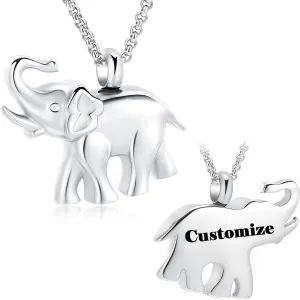 Hearbeingt Cremation Jewelry for Ashes Urn Necklace for Human Pet Ashes Pendant, Elephant Memorial Jewelry for Pet for Men Women