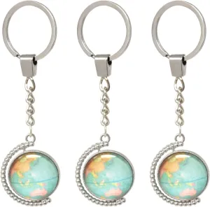 Honbay 3PCS Rotated Globe Keychains Double-Sided Glass Earth Keyrings Keyholder Creative Bag Hanging Ornament for Keys Backpack Purse or Car Decoration