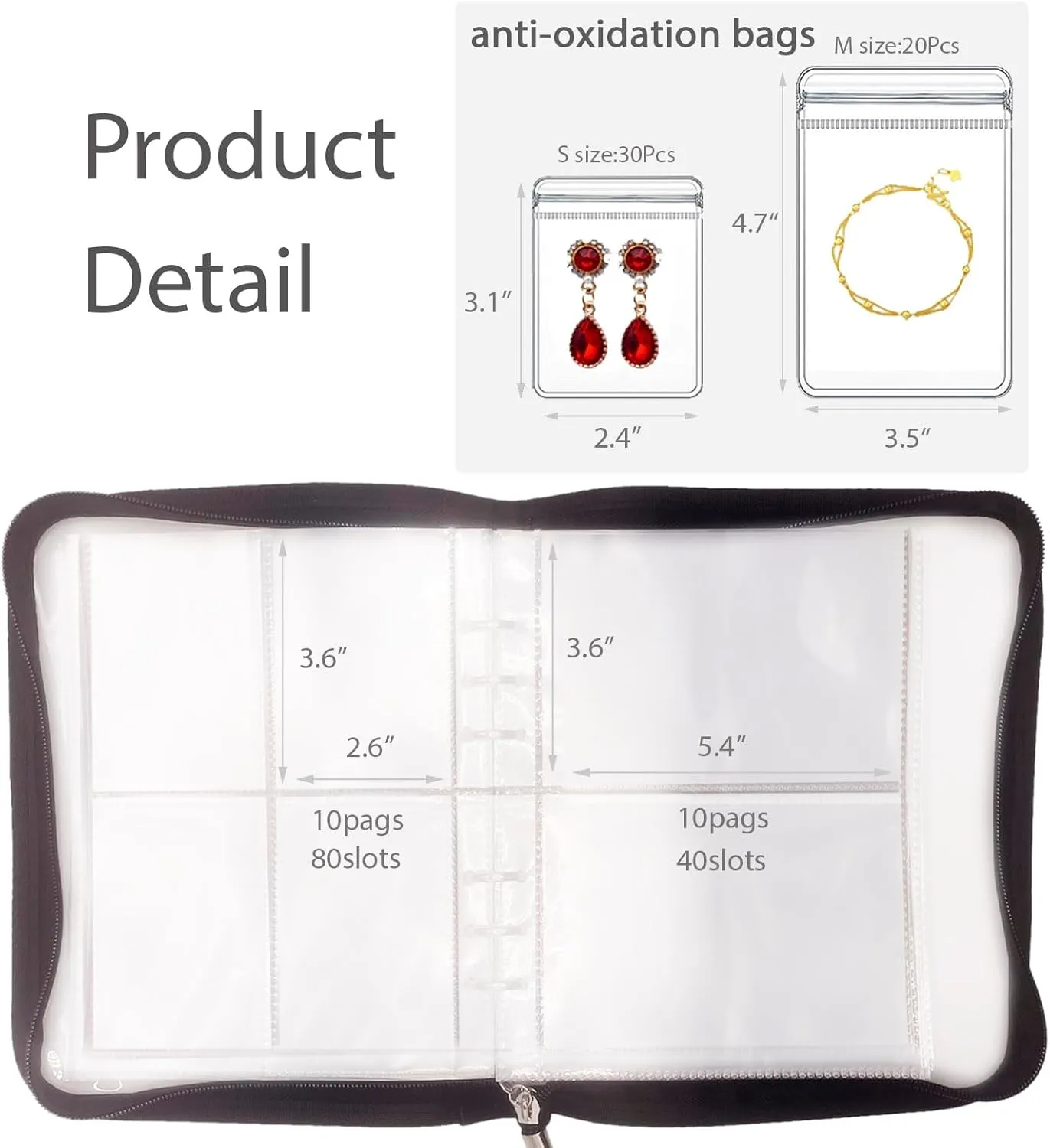 HSLFUAI Transparent Jewelry Storage Book - Travel Jewelry Organizer for Necklace, Bracelet, Ring Holder with Small Clear Pouch