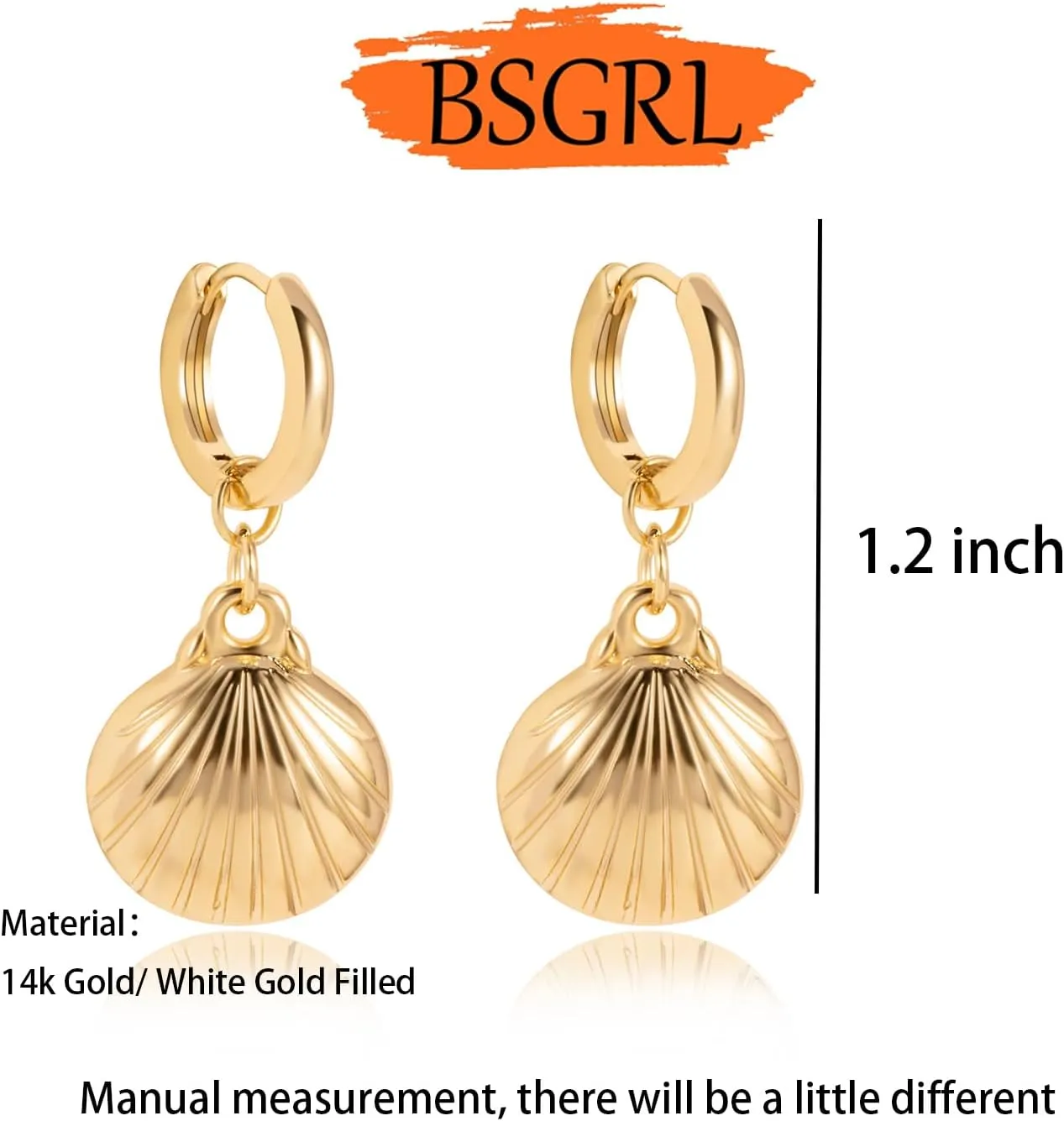 Huggie Earrings-14k Gold Plated Bee Feather Moon Star Leaf Cross Starfish Snakle Heart Shell Drop Huggie Hoop Earrings For Women