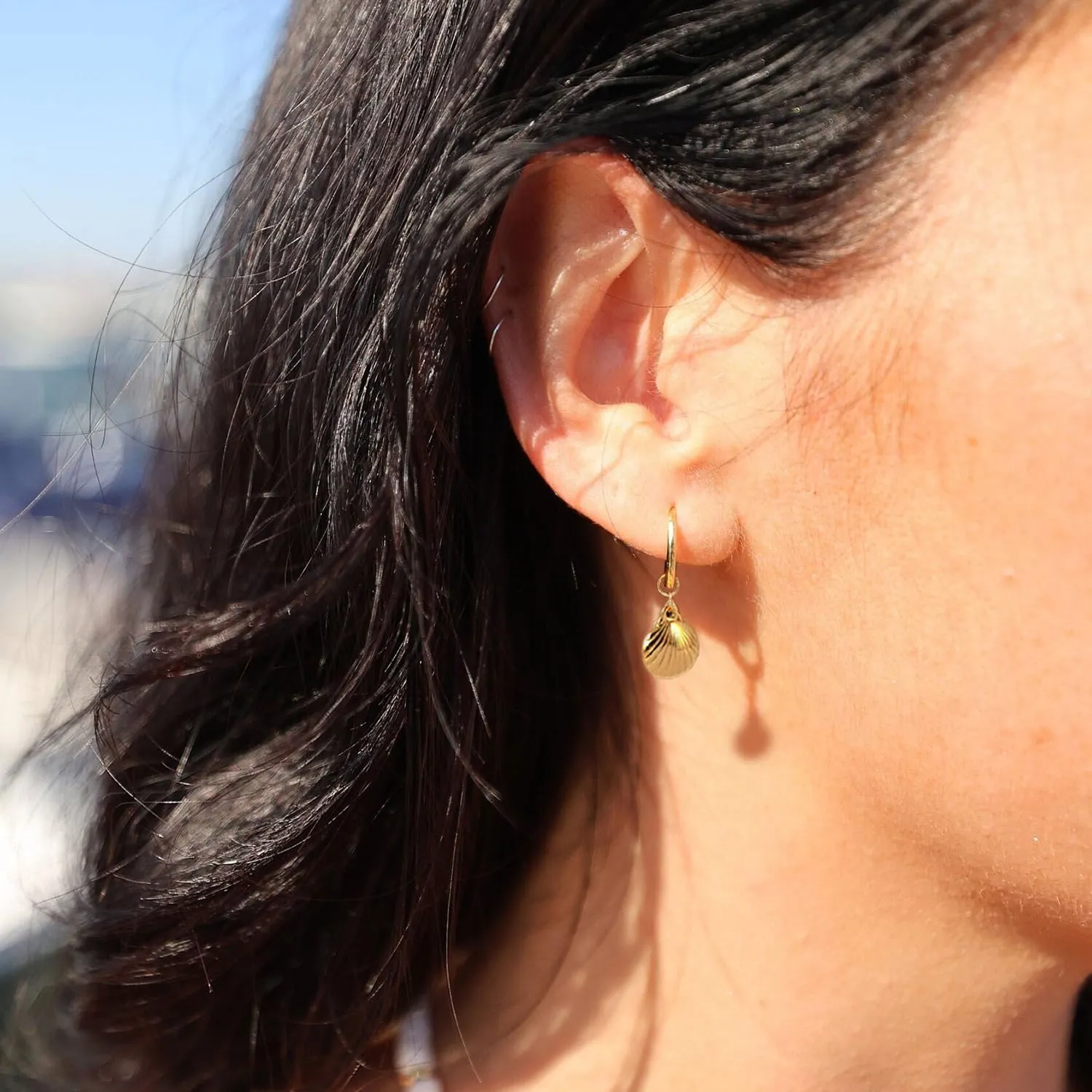 Huggie Earrings-14k Gold Plated Bee Feather Moon Star Leaf Cross Starfish Snakle Heart Shell Drop Huggie Hoop Earrings For Women