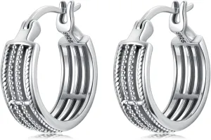 Huggie Hoop Earrings for Women s925 Sterling Silver Bali Boho Oxidize Hypoallergenic Earrings Jewelry Gifts