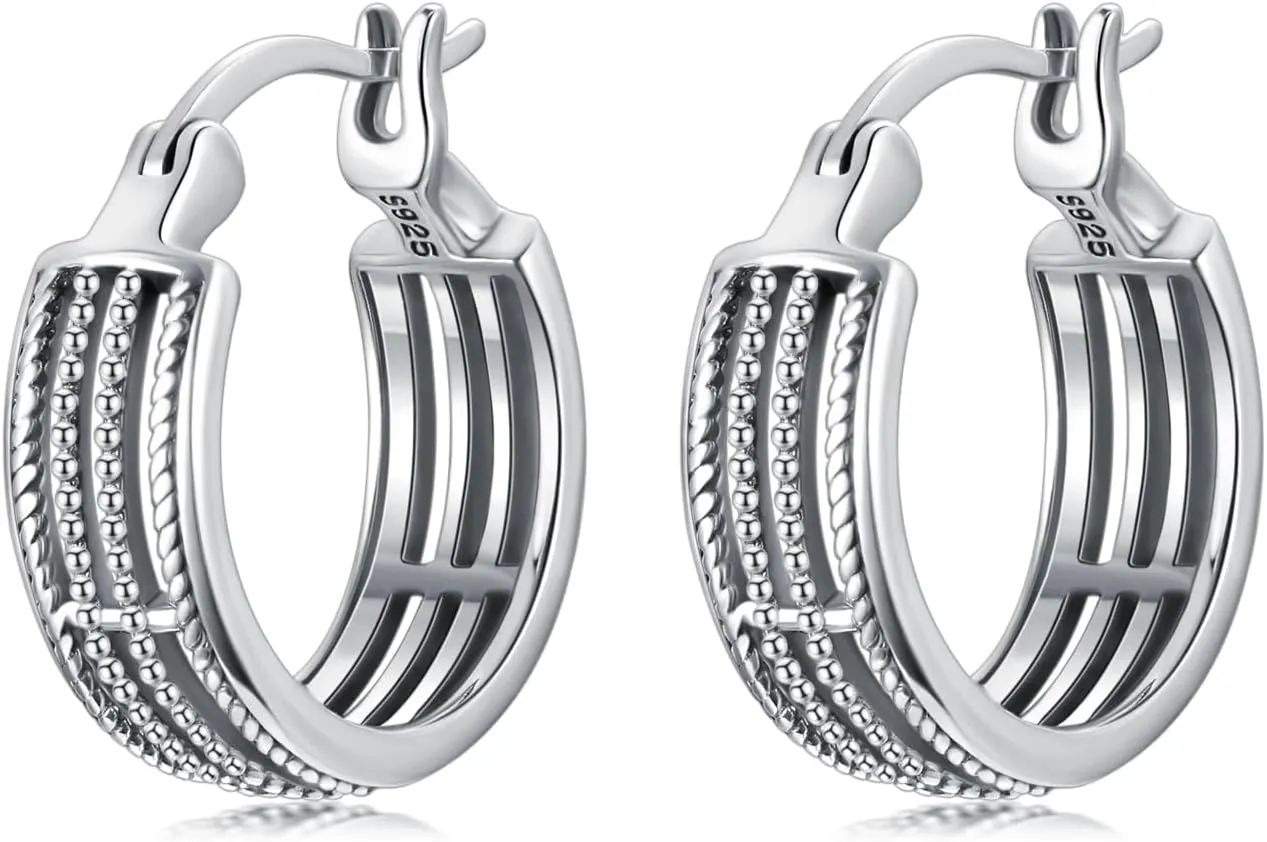 Huggie Hoop Earrings for Women s925 Sterling Silver Bali Boho Oxidize Hypoallergenic Earrings Jewelry Gifts