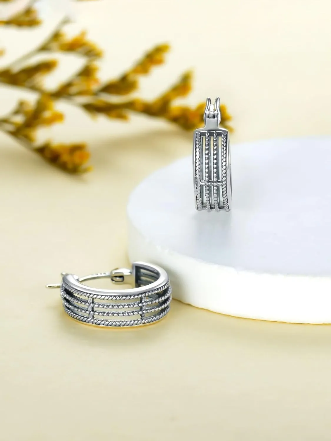 Huggie Hoop Earrings for Women s925 Sterling Silver Bali Boho Oxidize Hypoallergenic Earrings Jewelry Gifts