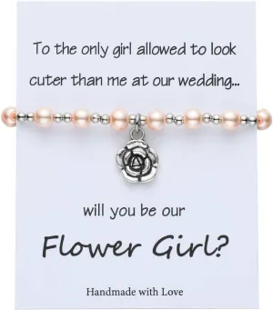 IEFSHINY Wedding Gifts Rhinestone Pearl Bracelet Charm Bracelets for Women Girls Wedding Party Charm for Flower Girl Bridemaid Mom