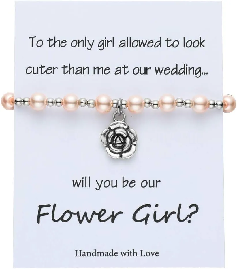 IEFSHINY Wedding Gifts Rhinestone Pearl Bracelet Charm Bracelets for Women Girls Wedding Party Charm for Flower Girl Bridemaid Mom
