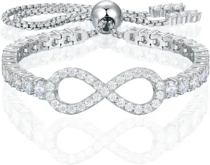 Imitation Diamond Infinity Love Tennis Bracelets for Women, 3.3ct Moissanite 18K Gold Vermeil Bracelet, Dainty Stering Silver Fine Jewelry Gift