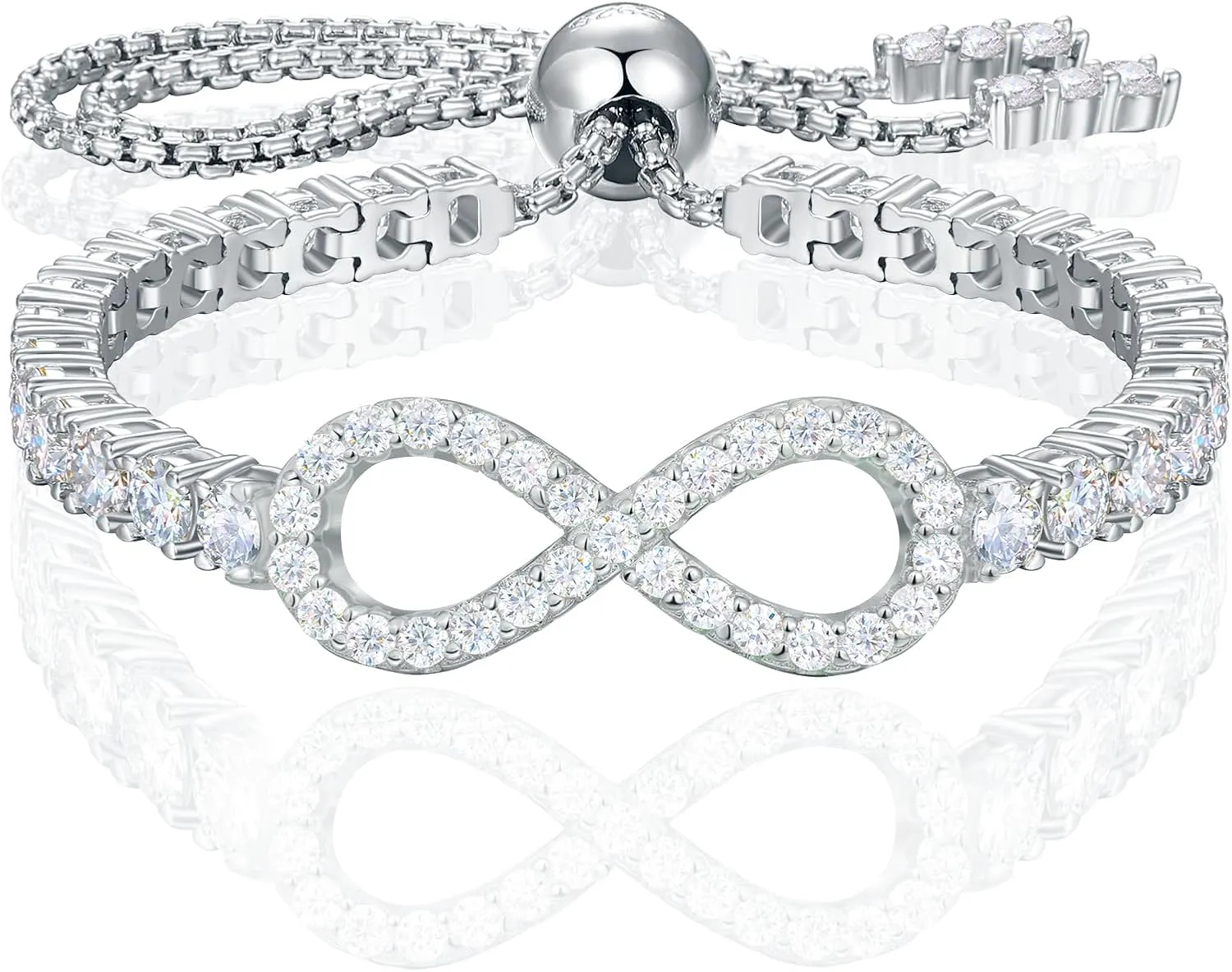 Imitation Diamond Infinity Love Tennis Bracelets for Women, 3.3ct Moissanite 18K Gold Vermeil Bracelet, Dainty Stering Silver Fine Jewelry Gift