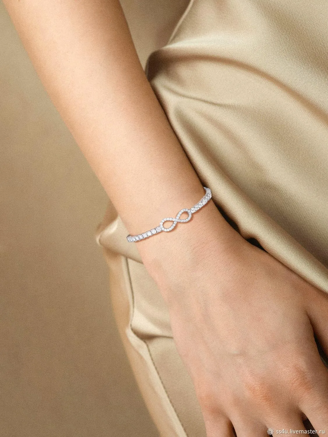 Imitation Diamond Infinity Love Tennis Bracelets for Women, 3.3ct Moissanite 18K Gold Vermeil Bracelet, Dainty Stering Silver Fine Jewelry Gift
