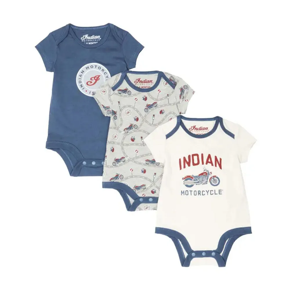 Indian Motorcycle  Kids Short Sleeve Bodysuit Soft Cotton Blend Assorted