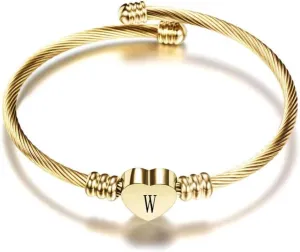 Initial Bracelet for Women Girls Alphabet 26 Friendship Letters Letter Bracelet Heart Charm Expandable Cuff Bracelets For Men