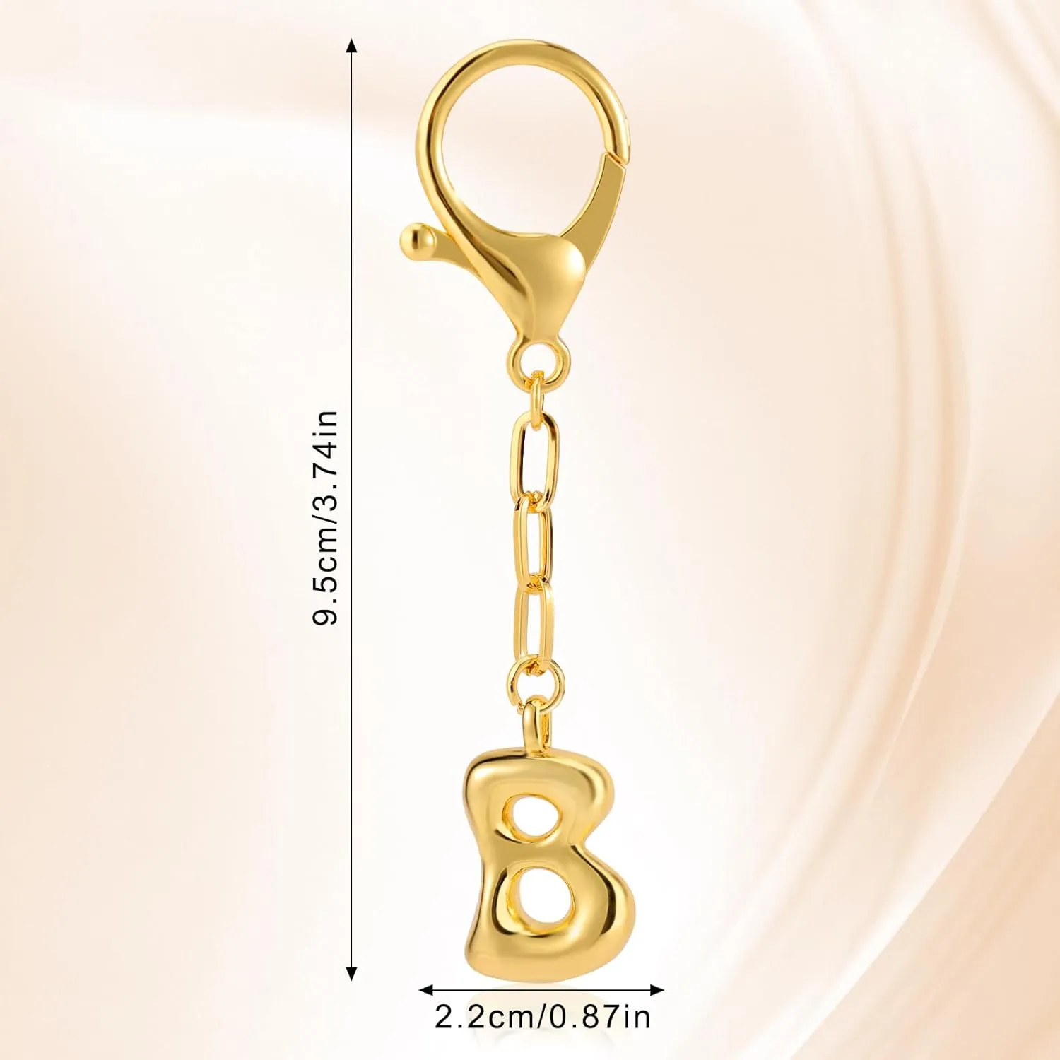 Initial Keychains for Women, Gold Fashion Charm Letter Key Chain Copper Bubble Alphabet Key Ring for Bag Purses(B)