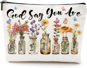 Inspirational Christian Gifts Cosmetic Bag Bible Verse Makeup Bag Motivational Religious Gifts for Women Friends Mom Bestie Birthday Appreciation Gifts Makeup Pouch Mothers Day Christmas Graduation