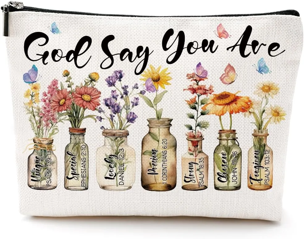 Inspirational Christian Gifts Cosmetic Bag Bible Verse Makeup Bag Motivational Religious Gifts for Women Friends Mom Bestie Birthday Appreciation Gifts Makeup Pouch Mothers Day Christmas Graduation
