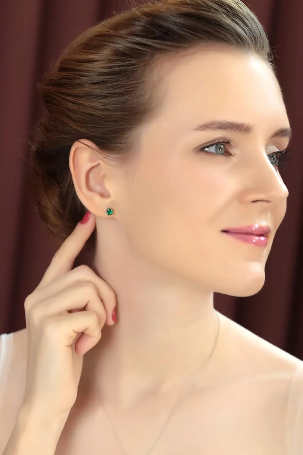 Jewelry Sets for Women, Necklace and Earring Sets for Women, Birthstone Jewelry, Genuine or Synthetic Gemstone, Round Solitaire, Pendant Necklace, Stud Earrings, Sterling Silver Jewelry or Gold Flash