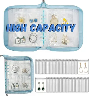 Jewelry Storage Book Travel Earring Organizer Case Transparent for Earring, Necklace, Ring, With pvc Jewelry Pouches Zipper Bags