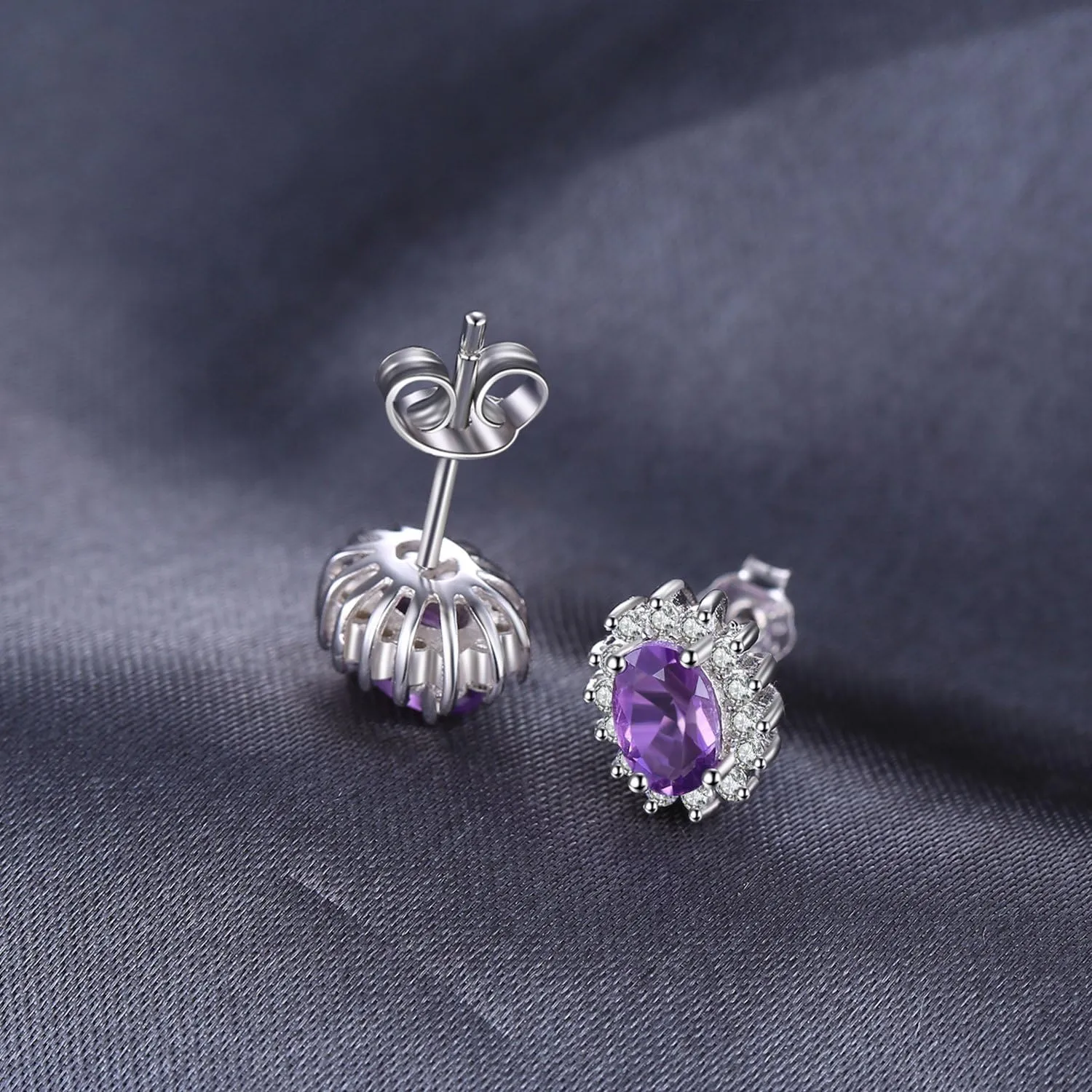 JewelryPalace Princess Diana Kate Middleton Class Gemstone Birthstone Sapphire Emerald Ruby Stud Earrings for Women, 14k Yellow Gold Plated 925 Sterling Silver Earrings for Women, Earings Set