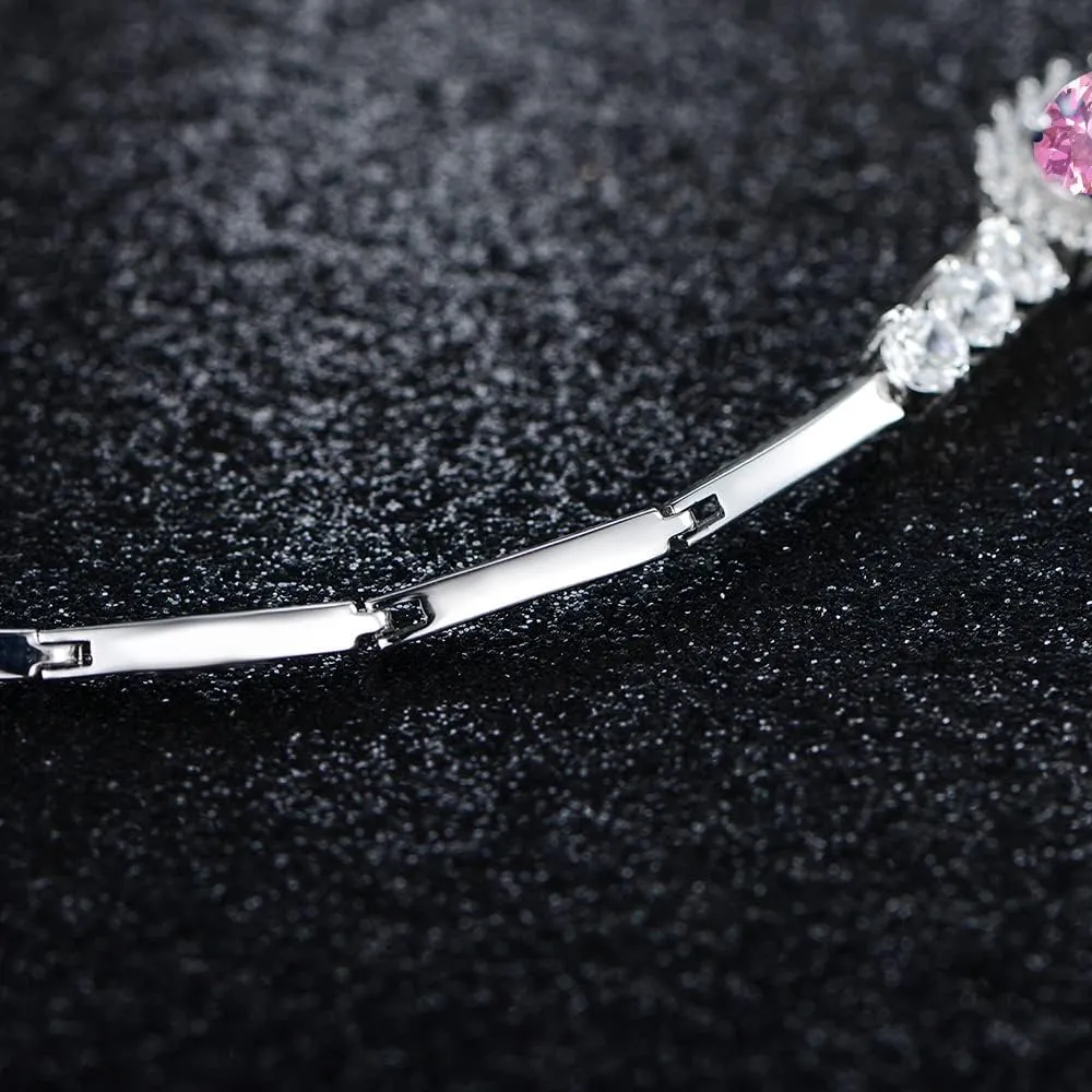 JIANGXIN Princess Diana Royal Engagement Style Birthstone 925 Sterling Silver Bracelets 16 4cm Platinum Plated Fine Jewelry for Women