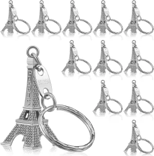 Junkin 30 Pieces Eiffel Tower Keychain Retro Keychain Decorations Purse Charms Statue Model Prom Keychain French Souvenirs