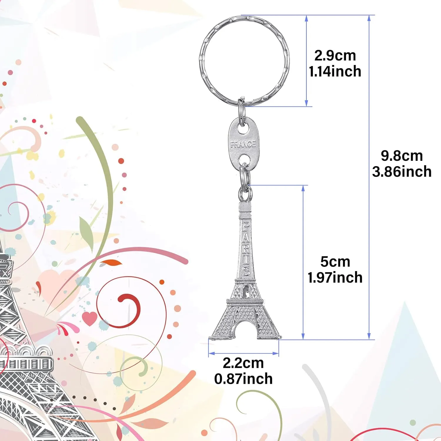 Junkin 30 Pieces Eiffel Tower Keychain Retro Keychain Decorations Purse Charms Statue Model Prom Keychain French Souvenirs