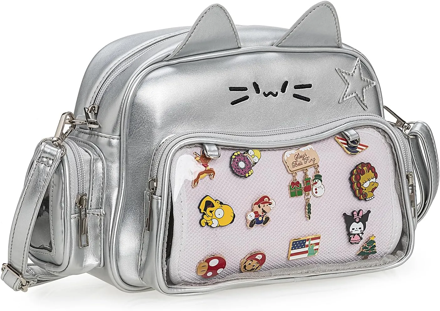 Kawaii Ita Bag Crossbody Bag Cute White Cat Backpack Girls Shoulder Bags Pin Display with Insert