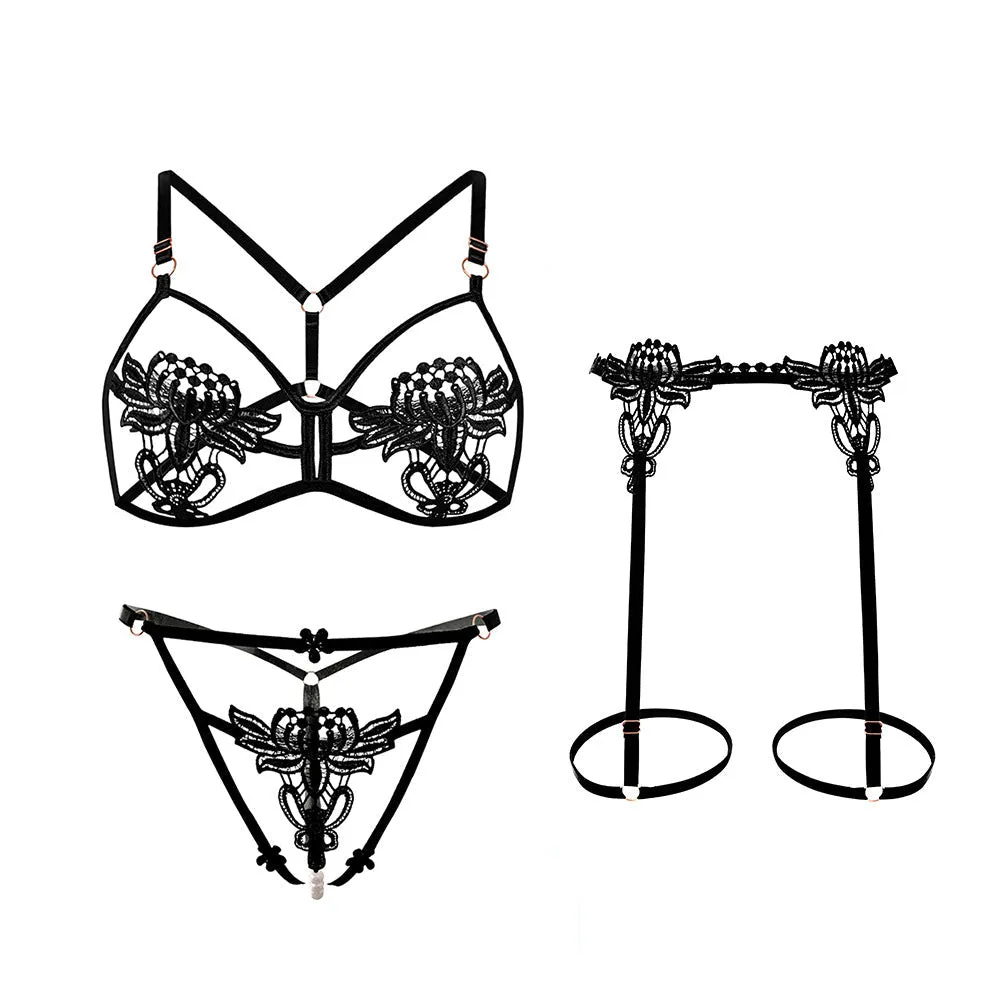 Kennedi Two Piece Lingerie Set With Garter Belt