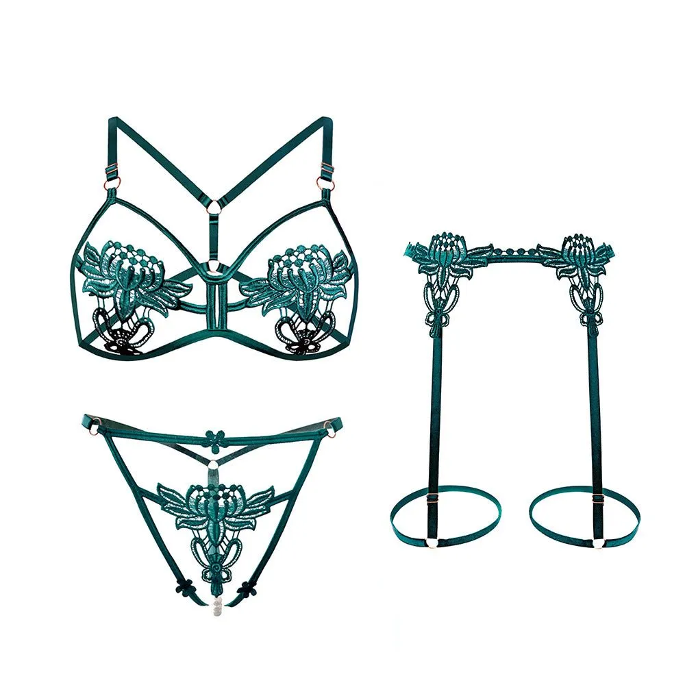 Kennedi Two Piece Lingerie Set With Garter Belt