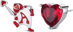 KEQ Poker Huggie Hoop Earrings 925 Sterling Silver Casual Casino Hearts and Spades Playing cards Simulate Cool Funny Earrings for Women