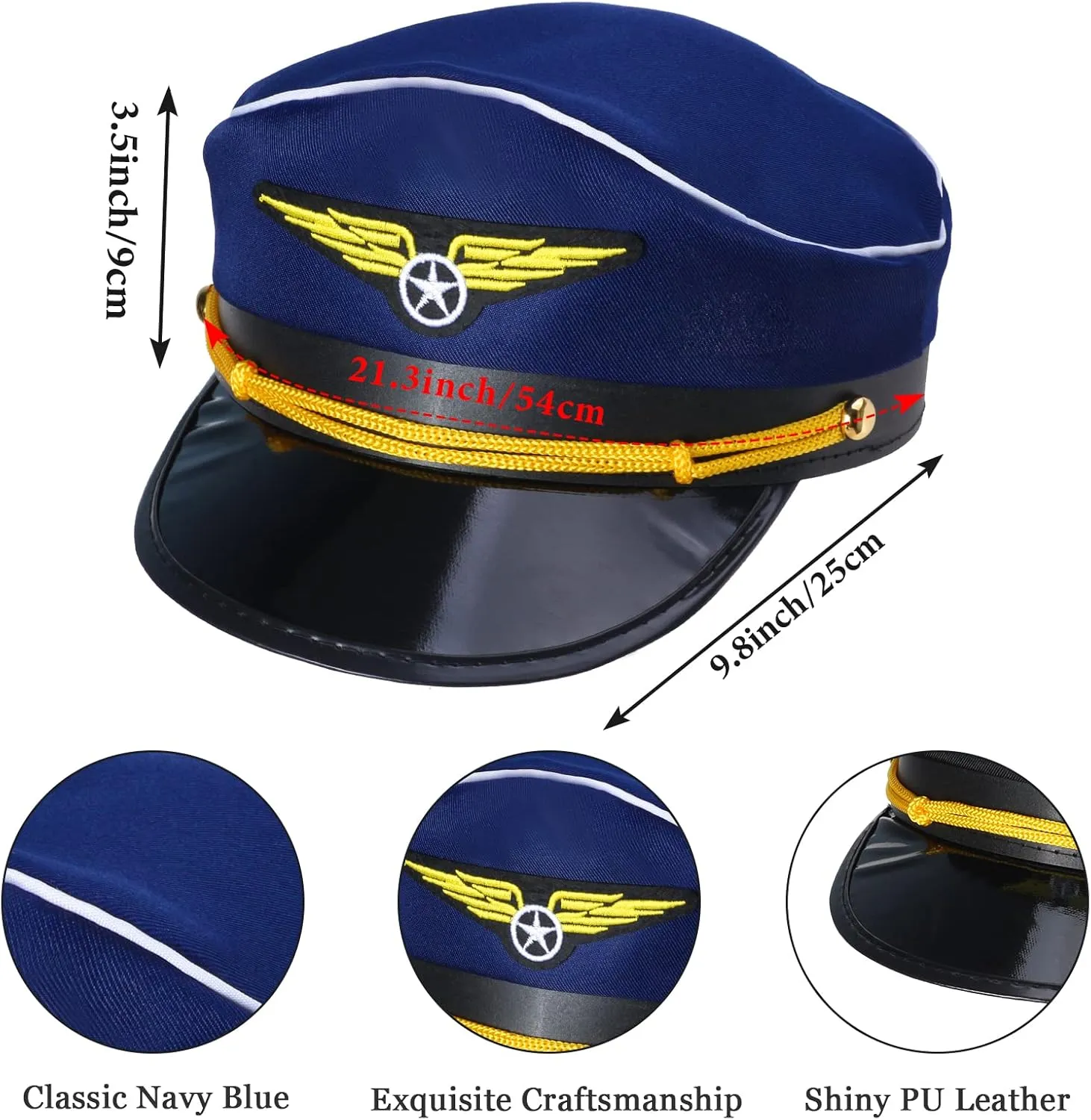 Kids Pilot Costume Accessories Set With Aviator Hat Sunglasses Tie Pin for Aviation Halloween Dress Up