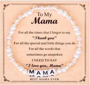 Kivosliviz Mama Bracelet Beaded for Women Gifts to My Jewelry Pink Mama Beaded Bracelet