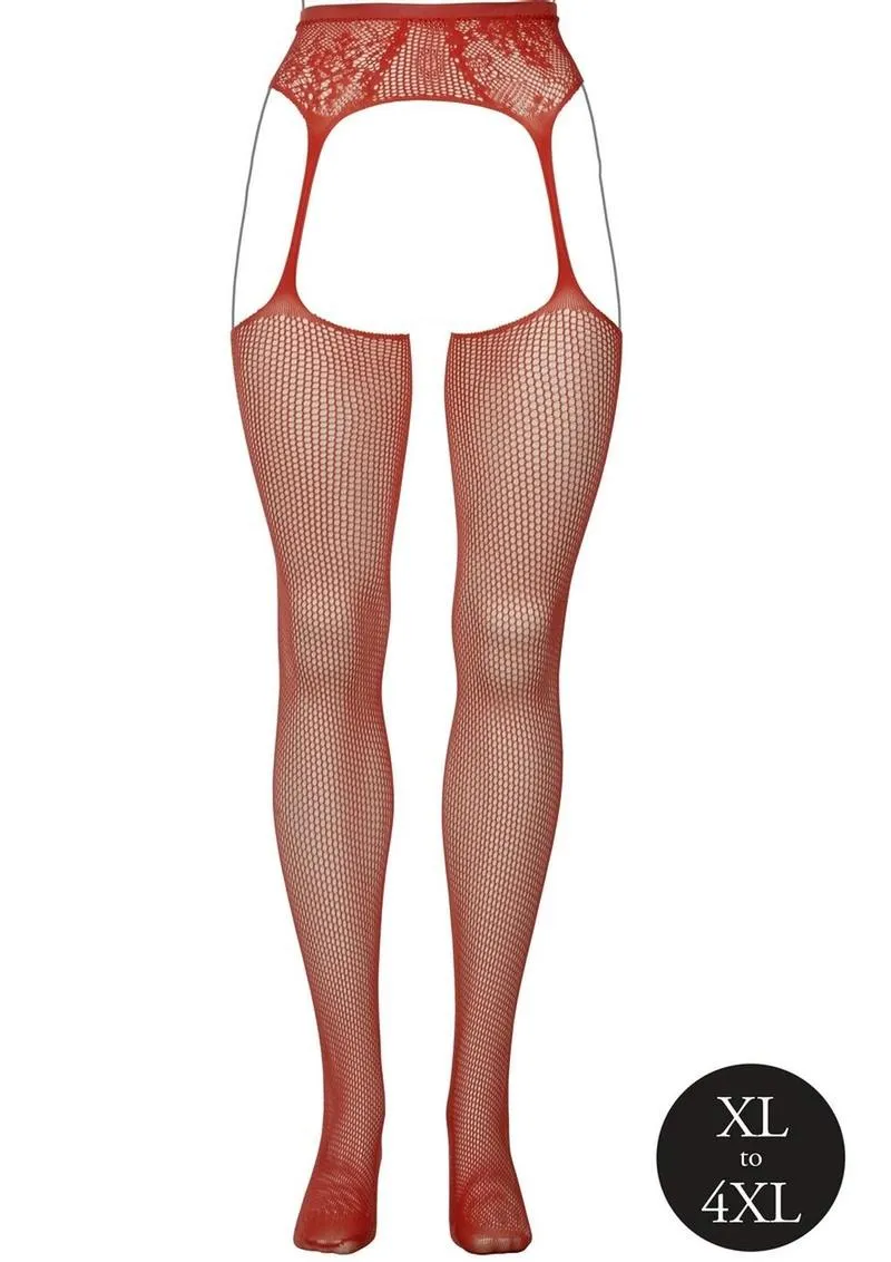 Le Desir Fishnet and Lace Garterbelt Stocking - Queen - Sunset Glow