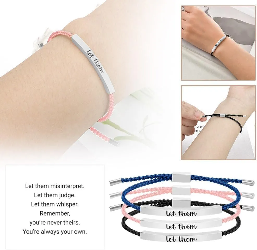 Let Them Bracelet, Inspirational Tube Bracelet, Remember Who You Are Motivational Tube Bracelet, Bracelets for Women, Motivational Encouragement Birthday Gift for Women
