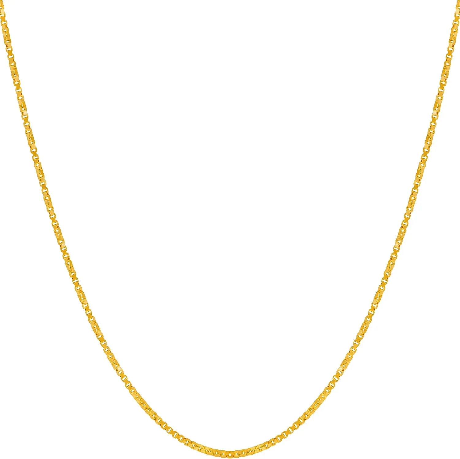 LIFETIME JEWELRY 1.2mm Twisted Box Chain Necklace for Women & Men 24k Gold Plated