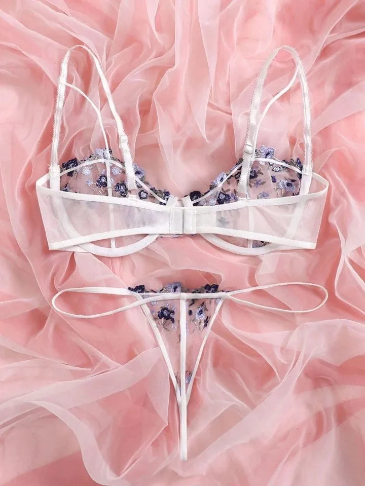 Lingerie Set Purple Floral