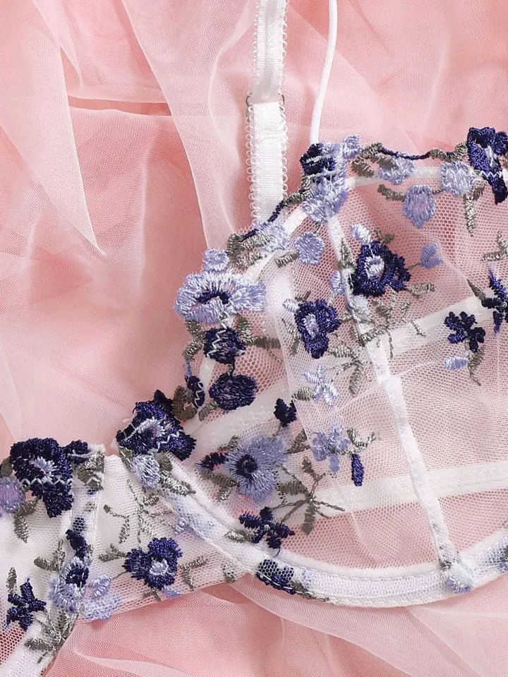 Lingerie Set Purple Floral