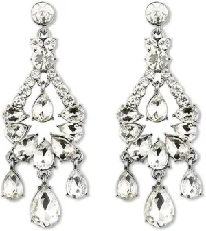 Long Art Deco Vintage Antique Retro Style Chandelier Imitation Diamond Rhinestone Bridal Wedding Prom Statement Drag Queen Earrings