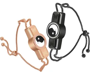 Long Distance Touch Bracelets, Send SOS SMS, Remote Smart Connection Vibration & Light Up Bracelet for Relationship Couples Girlfriend Boyfriend Family Passing on Love & Miss Gifts Jewelry Black Gold