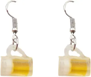 Lovely Beer Mug Dangle Earrings Handmade Lightweight Drink Bottle Earrings Funny Food Earrings for Women Beer Lover Statement Jewelry Gifts