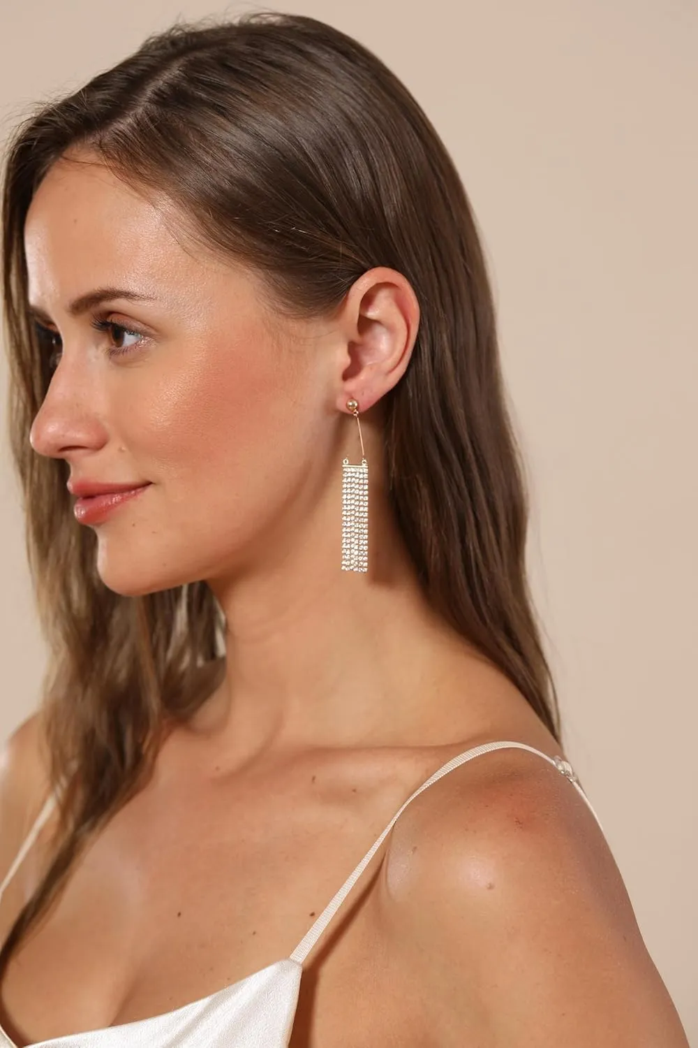LUCA SMITH Rhinestone Tassel Drop Dangle Dangling Earrings for WomenSparkly Crystal Chandelier Statement EarringWedding Bridal EarringsGifts for Party Prom