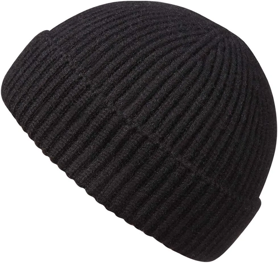 MaxNova Knit Cuff Short Fisherman Beanie for Men Women Warm Hats